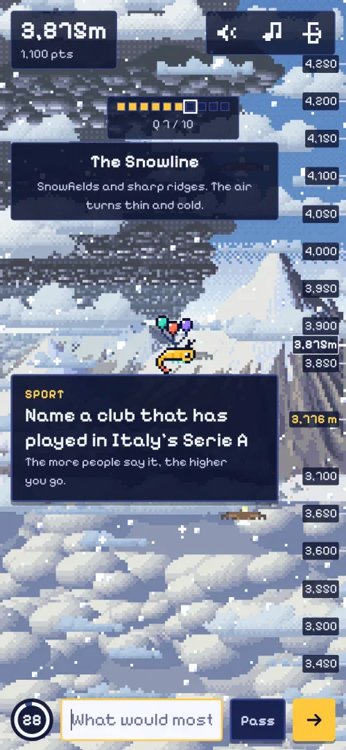 Noillirk trivia prompt above snow-covered mountain ridges